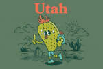 Utah - Vintage Mascot - Hiking Prickly Pear