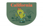 California - Vintage Mascot - Hiking Prickly Pear - Contour