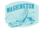 Washington - Artist's Sketchbook - Sailboat At Sea - Contour