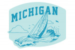 Michigan - Artist's Sketchbook - Sailboat At Sea - Contour