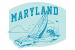 Maryland - Artist's Sketchbook - Sailboat At Sea - Contour