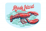 Rhode Island - Distressed Ink - Red Lobster - Contour