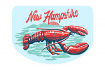 New Hampshire - Distressed Ink - Red Lobster - Contour