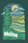 Maine - Chalk Art - Evergreen Treescape