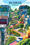 San Francisco, California - Lombard Street - Oil Painting