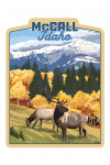 McCall, Idaho - Painterly - Elk & Mountains - Contour