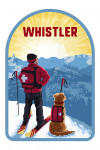 Whistler, British Columbia - Ski Patrol with Avalanche Dog - Painterly - Contour