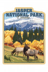 Jasper National Park, Canada - Painterly - Elk and Mountains - Contour