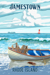 Jamestown, Rhode Island - Painterly - Dory & Lobster Traps