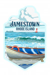 Jamestown, Rhode Island - Painterly - Dory & Lobster Traps - Contour