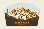 Estes Park, Colorado - Vintage Linework - Mountain Range