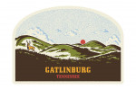 Gatlinburg, Tennessee - Vintage Linework - Rolling Hills - Contour
