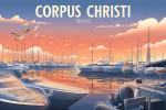 Corpus Christi, Texas - Lithograph - Home Sweet Harbor - Boats in Marina