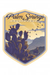 Palm Springs, California - Lithograph - Cactus & Desert Scene - Contour