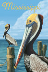 Mississippi - Painterly - Brown Pelicans