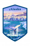 Alaska - Whale Tail with Glacier - Oil Painting - Contour
