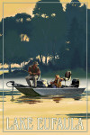 Lake Eufaula, Alabama - Painterly - Fishermen in Boat