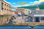 Ketchikan, Alaska - Lithograph - Main Street - Welcome Sign