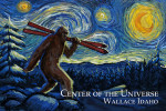 Wallace, Idaho - Starry Night - Center of the Universe - Winter Bigfoot with Skis