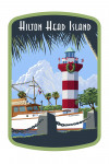 Hilton Head Island, South Carolina - Harbour Town Lighthouse - Christmas - Contour