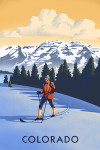 Colorado - Cross Country Skier - Lithograph
