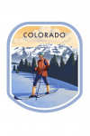 Colorado - Cross Country Skier - Lithograph - Contour