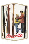 Colorado - Couple by Skis in the Snow - Contour