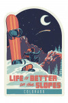 Colorado - Life is Better on the Slopes - Snowboarders - Woodblock - Contour