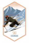 Vail, Colorado - Skier In the Mountains - Painterly - Contour