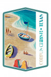 Corpus Christi, Texas - Vintage Beach Scene - Contour
