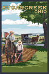 Sugarcreek, Ohio - Painterly - Amish Farmers and Buggy