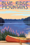 Blue Ridge Mountains - Painterly - Canoe & Lake