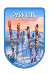 Park City, Utah - Ski / Snow / Winter Series - Prepare for Takeoff - Skis in Snowbank - Contour