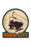 Park City, Utah - Ski Lift & Full Moon - Contour
