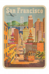 San Francisco, California - Vintage Art Print - City View - Contour
