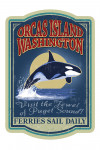 Orcas Island, Washington - Vintage Sign - Orca Whale - Contour