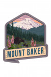 Mount Baker, Washington - Painterly - Bears & Spring Flowers