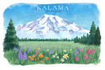 Kalama, Washington - Watercolor Study - Botanical Rainier