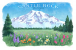 Castle Rock, Washington - Watercolor Study - Botanical Rainier