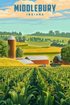 Middlebury, Indiana - Lithograph - Corn Harvest