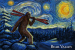 Bear Valley, California - Starry Night - Winter Bigfoot with Skis