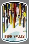 Bear Valley, California - Colorful Skis - Contour