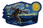 Bear Valley, California - Starry Night - Winter Bigfoot with Skis - Contour