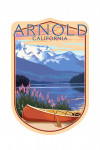 Arnold, California - Painterly - Lake Scene & Canoe - Contour