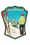 Colorado - Woman Skier Mountain View - Contour