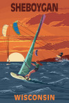 Sheboygan, Wisconsin - Windsurfer & Sunset