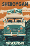Sheboygan, Wisconsin - Camper Van - Surfboard