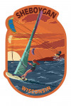 Sheboygan, Wisconsin - Windsurfer & Sunset - Contour