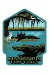Mississippi - Gulf Coast - Gators and Heron Scene - Contour