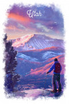 Utah - Watercolor Study - Purple Skies - Ski View